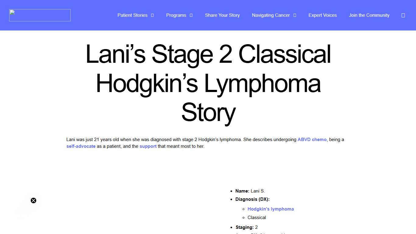 Lani’s Stage 2 Classical Hodgkin’s Lymphoma Story - The Patient Story