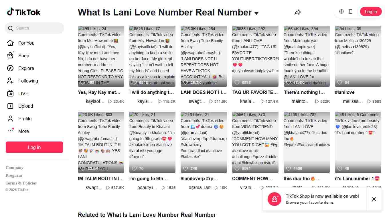 What Is Lani Love Number Real Number | TikTok